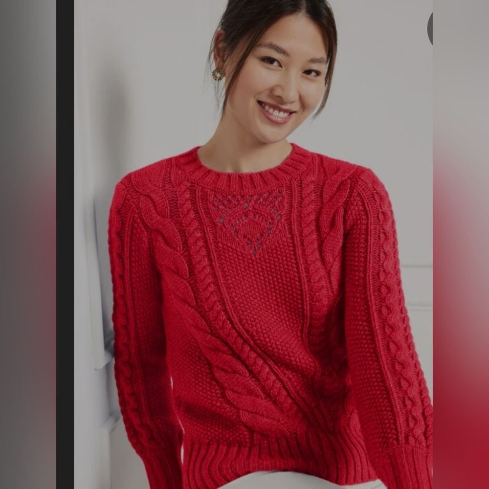 NWT  TALBOTS RED POP BALLOON SLEEVE CABLE  KNIT SWEATER SIZE  2X